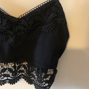 TOPSHOP embroidered cropped black tank